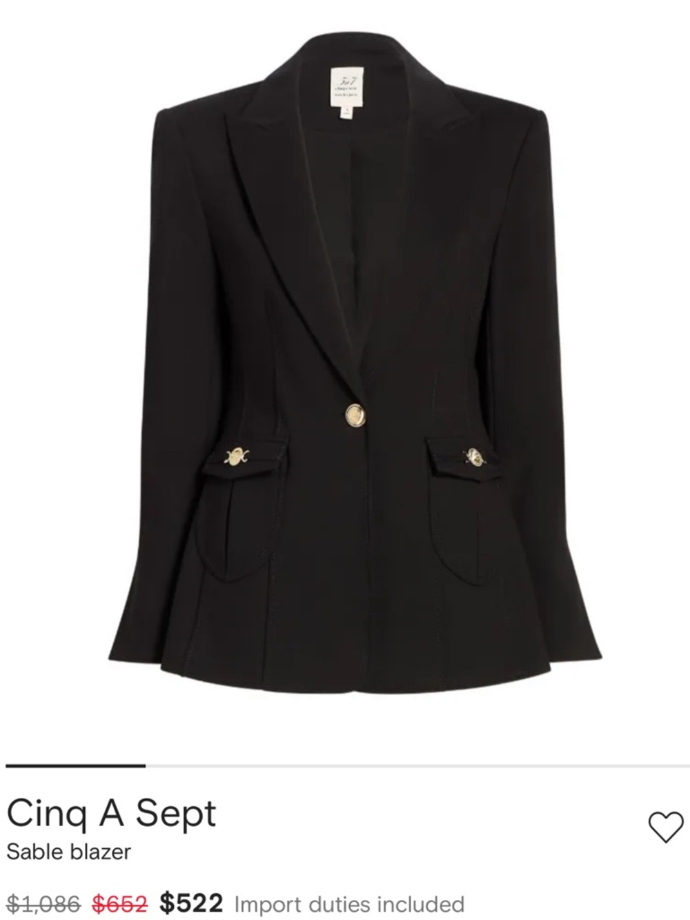 Cinq à Sept Sable Blazer Black Sz 6 NWT $445 - Picture 8 of 13
